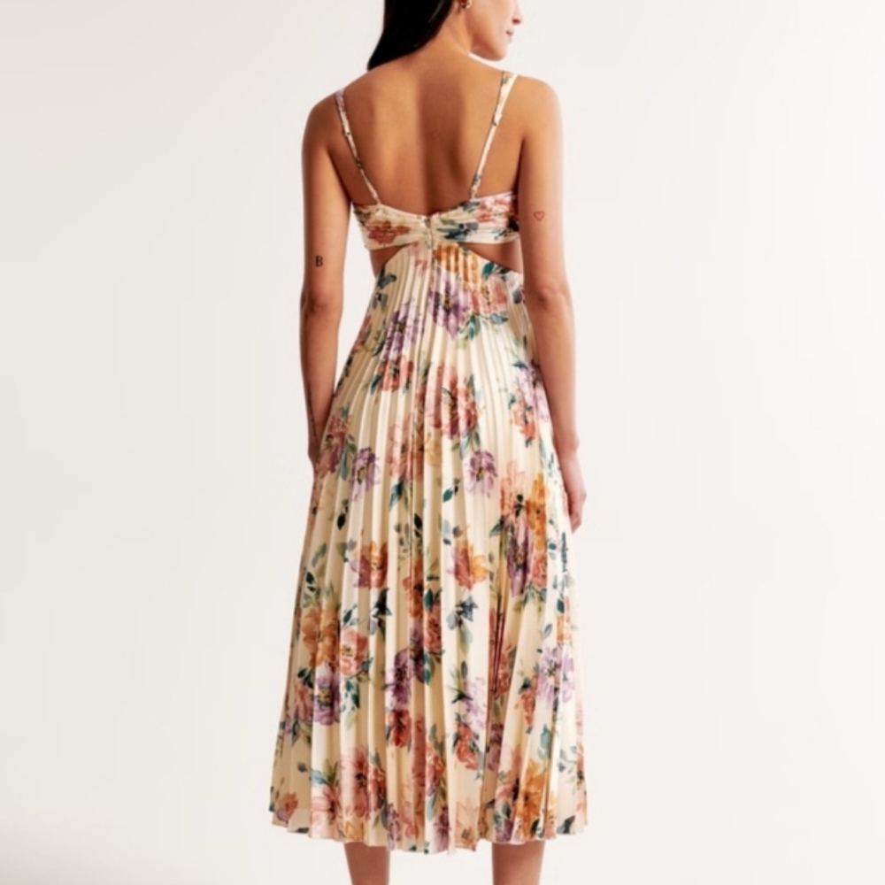 Abercrombie & Fitch Giselle Satin Pleated Floral Maxi Dress XL - Picture 6 of 16